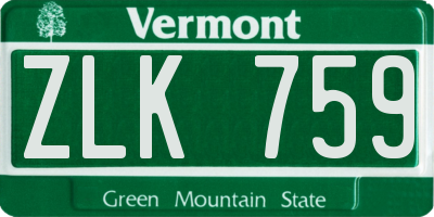 VT license plate ZLK759