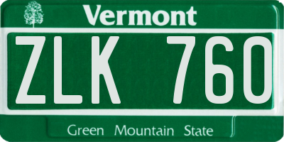 VT license plate ZLK760