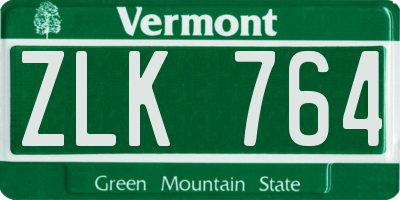 VT license plate ZLK764