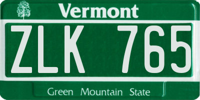 VT license plate ZLK765