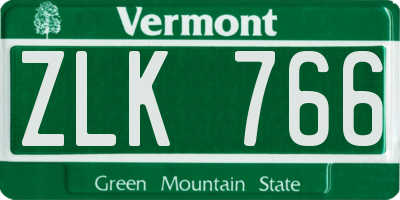 VT license plate ZLK766