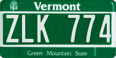 VT license plate ZLK774
