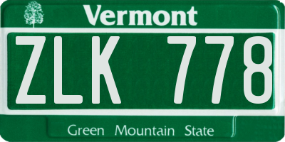 VT license plate ZLK778