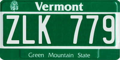 VT license plate ZLK779