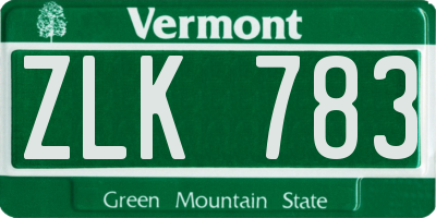 VT license plate ZLK783