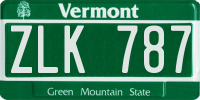 VT license plate ZLK787