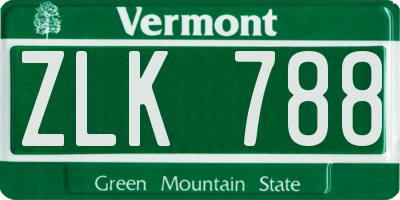 VT license plate ZLK788