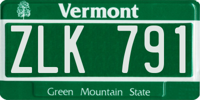 VT license plate ZLK791