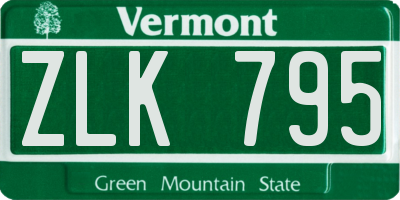 VT license plate ZLK795