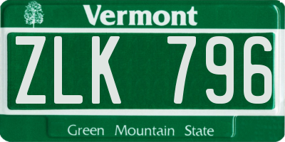 VT license plate ZLK796