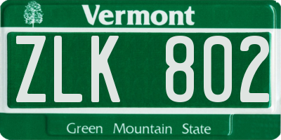 VT license plate ZLK802