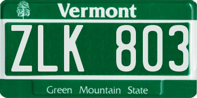 VT license plate ZLK803