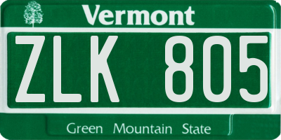 VT license plate ZLK805