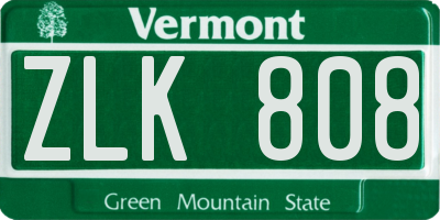 VT license plate ZLK808
