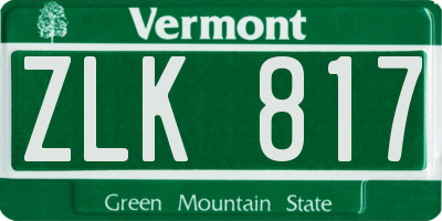 VT license plate ZLK817