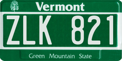 VT license plate ZLK821