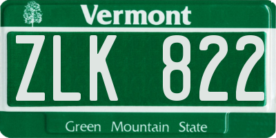 VT license plate ZLK822