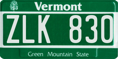VT license plate ZLK830