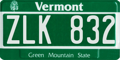 VT license plate ZLK832