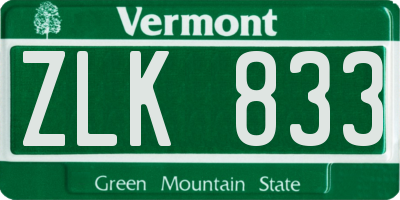 VT license plate ZLK833