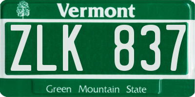 VT license plate ZLK837