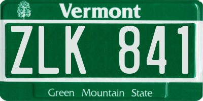 VT license plate ZLK841
