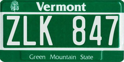 VT license plate ZLK847