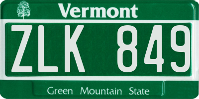 VT license plate ZLK849