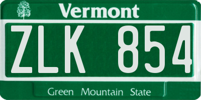 VT license plate ZLK854