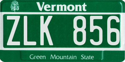 VT license plate ZLK856