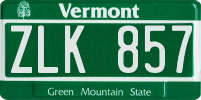 VT license plate ZLK857
