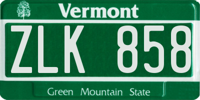 VT license plate ZLK858