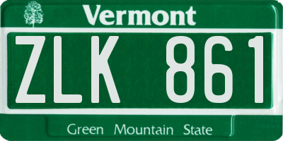VT license plate ZLK861