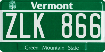 VT license plate ZLK866
