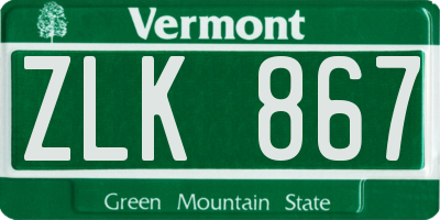 VT license plate ZLK867