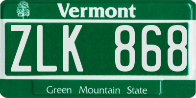 VT license plate ZLK868