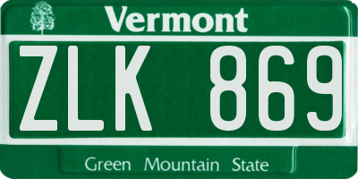 VT license plate ZLK869