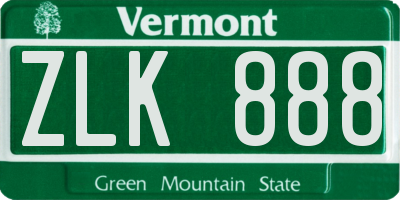 VT license plate ZLK888