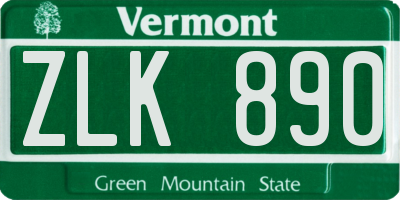 VT license plate ZLK890