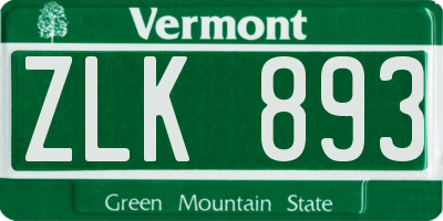 VT license plate ZLK893