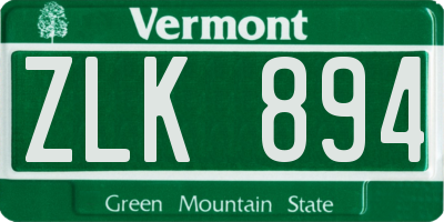 VT license plate ZLK894