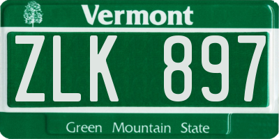 VT license plate ZLK897