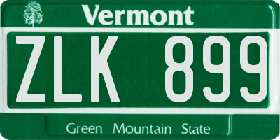 VT license plate ZLK899