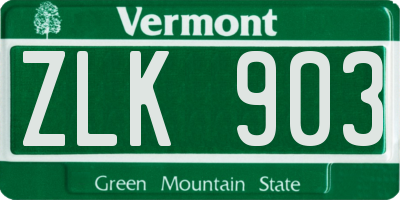 VT license plate ZLK903
