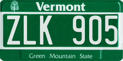 VT license plate ZLK905