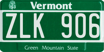 VT license plate ZLK906