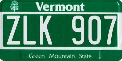 VT license plate ZLK907