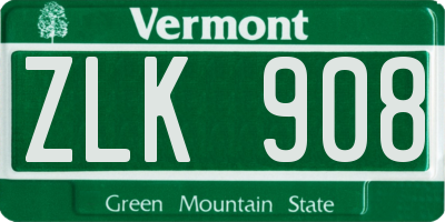 VT license plate ZLK908