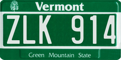 VT license plate ZLK914