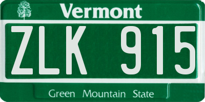 VT license plate ZLK915